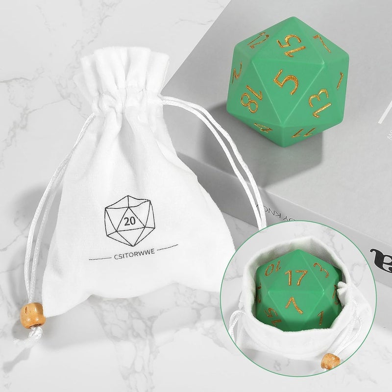 CSITORWWE 55mm Giant D20 Dice,20 Sided Resin Dice with Velvet Pouch, Titan Polyhedral Dice for TTRPG Tabletop Gaming,Dungeon Masters,RPG Adventures(Green) - Image 5